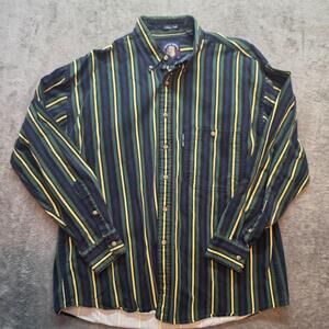 Salty Dog Vintage Button Up Shirt Mens L Multicolor Striped Long Sleeve Twill